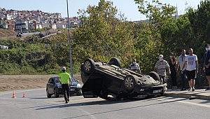 Otomobil ters döndü, 1 Yaralı! 