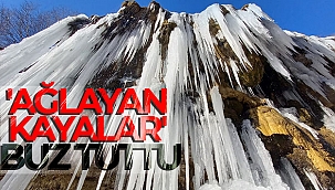 Tunceli'de havalar soğudu, 'Ağlayan Kayalar' buz tuttu
