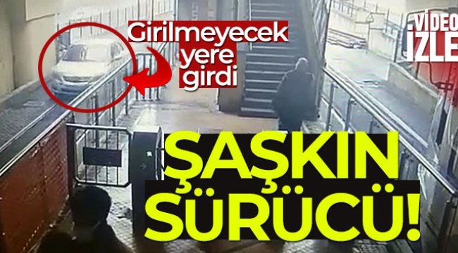Fatih'te tramvay yoluna giren sürücü şaşkınlığı