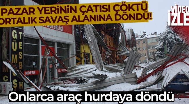 Gaziantep'te pazar yeri çatısı çöktü, ortalık savaş alanına döndü