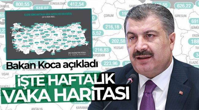 İllere göre haftalık vaka haritası açıklandı! 8-14 Ocak