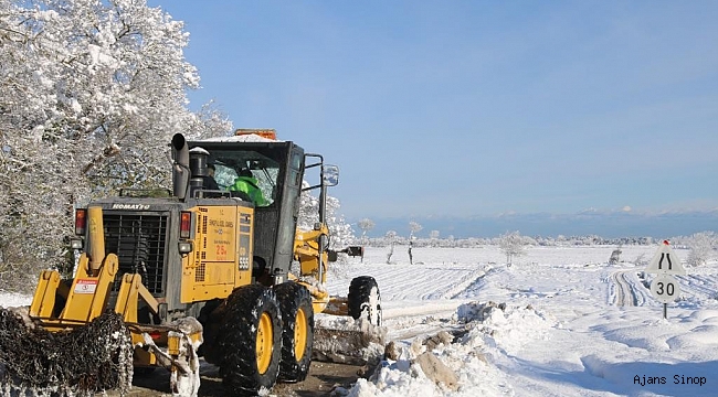 Sinop'ta 23 Köy yoluna kar engeli 