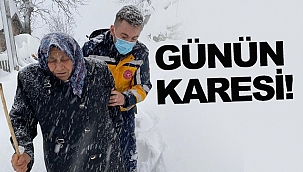 Sinop'ta yaşlı kadın kar paletli ambulansla hastaneye yetiştirildi