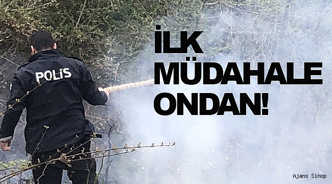  Sinop'ta çıkan yangının büyümesini polis önledi
