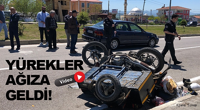 Otomobilin çarptığı motosiklet sürücüsü ağır yaralandı