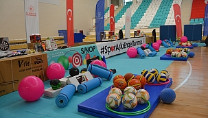 Sinop'ta özel eğitim okullarına spor malzemesi verildi