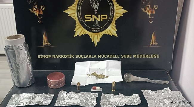  Sinop'ta durdurulan araçta 15 gram metamfetamin yakalandı