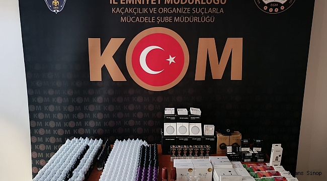 Sinop'ta bir iş yerinde gümrük kaçağı elektronik ürünler ele geçirildi