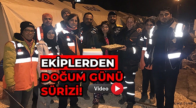 Depremin yıkıntıları arasında doğum günü molası