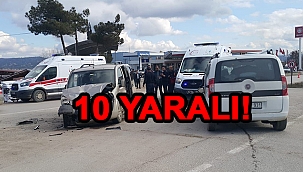 İki hafif ticari araç çarpıştı: 10 yaralı