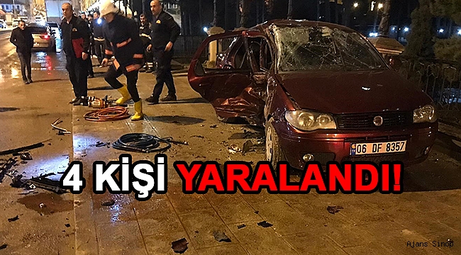 Otomobil orta refüje çarptı