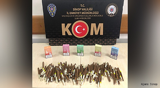 Sinop'ta gümrük kaçağı puro ve elektronik sigara ele geçirildi