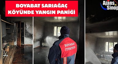 BOYABAT SARIAĞAÇ KÖYÜNDE YANGIN PANİĞİ