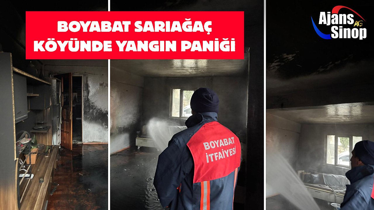 BOYABAT SARIAĞAÇ KÖYÜNDE YANGIN PANİĞİ