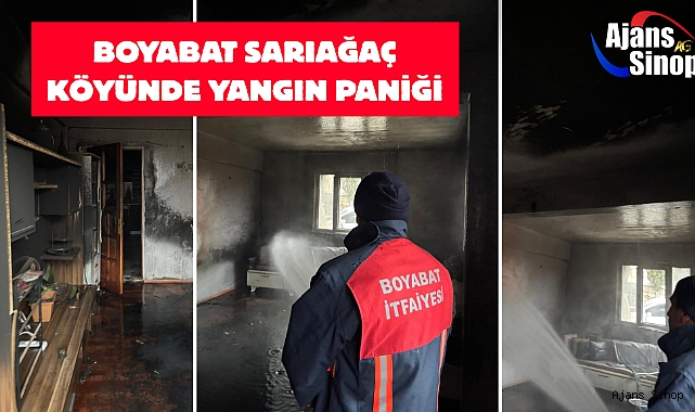 BOYABAT SARIAĞAÇ KÖYÜNDE YANGIN PANİĞİ