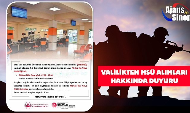 VALİLİKTEN MSÜ ALIMLARI HAKKINDA DUYURU