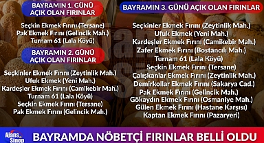 BAYRAMDA NÖBETÇİ FIRINLAR BELLİ OLDU