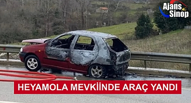HEYAMOLA MEVKİİNDE ARAÇ YANDI