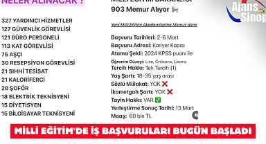 MİLLİ EĞİTİM'DE İŞ BAŞVURULARI BUGÜN BAŞLADI