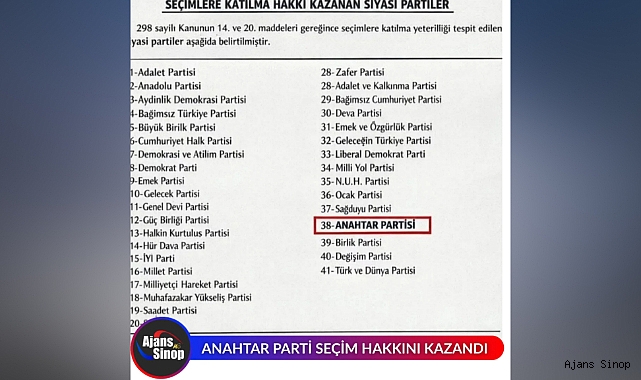 ANAHTAR PARTİ SEÇİM HAKKINI KAZANDI