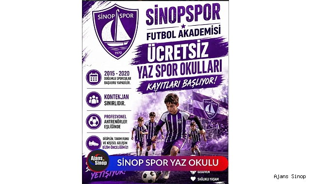 SİNOPSPOR bu yaz tüm çocuklara ücretsiz futbol kursu veriyor.