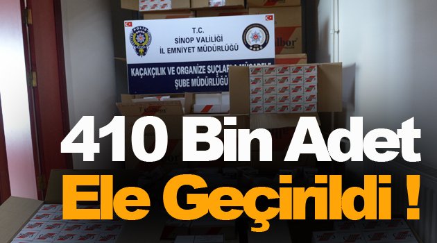 Sinop'ta 410 bin bandrolsüz makaron ele geçirildi