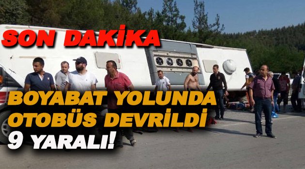 Sinop'ta yolcu otobüsü devrildi 9 yaralı