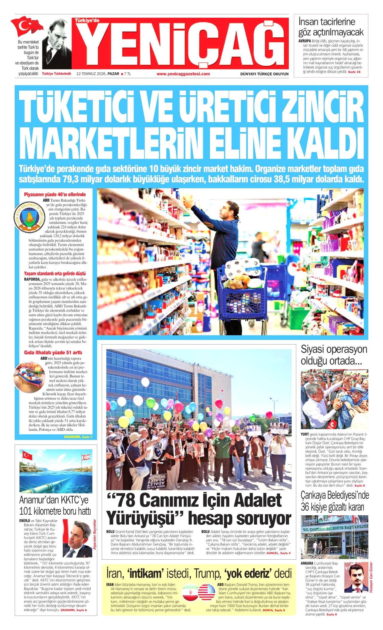 Yeniçağ Gazetesi Gazete Manşeti